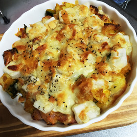 じゃがいもとかぼちゃの味噌チーズ焼き